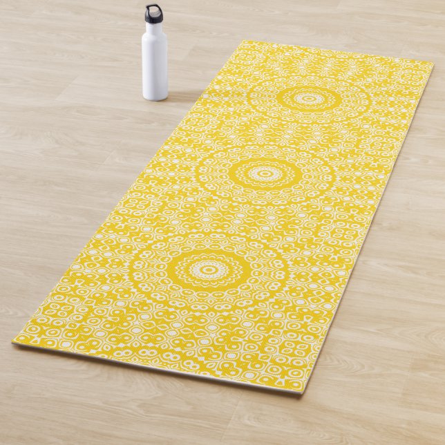 Golden Yellow Mandala Pattern Yoga Mat (In Situ)