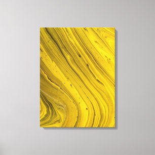 Golden Yellow Marble Abstract Fluid Art Canvas Print