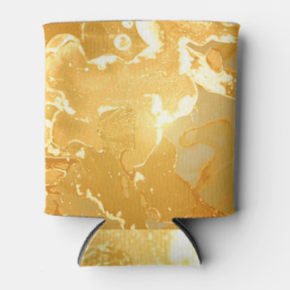Golden Yellow Marble Ink Pattern Can Cooler
