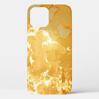 Golden Yellow Marble Ink Pattern iPhone 12 Case