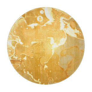 Golden Yellow Marble Ink Pattern Cutting Board