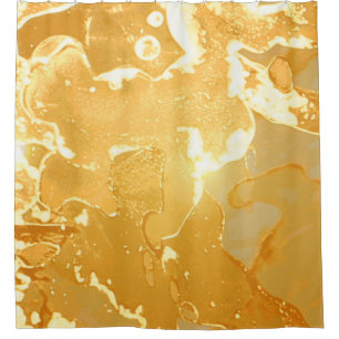Golden Yellow Marble Ink Pattern Shower Curtain