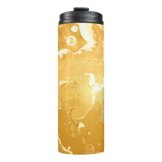Golden Yellow Marble Ink Pattern Thermal Tumbler (Front)