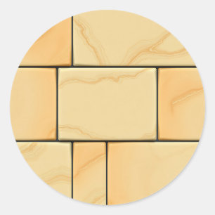Golden Yellow Marble Tile Pattern Luxury Stone Classic Round Sticker