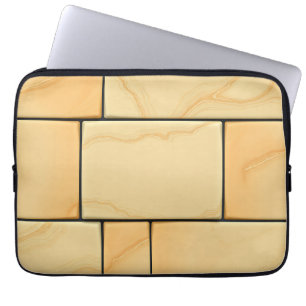 Golden Yellow Marble Tile Pattern Luxury Stone Laptop Sleeve