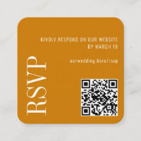 Golden Yellow Modern Custom QR Code Wedding RSVP