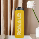 Golden Yellow Modern Typography Groomsman Thermal Tumbler<br><div class="desc">A gift for your wedding groomsman or best man! Keep hot beverages hot and cold beverages cold with this insulated,  metal thermal tumbler that is a trendy,  golden yellow colour along with name printed in white,  modern style typography. Edit your thermal tumbler and replace name with your desired name.</div>