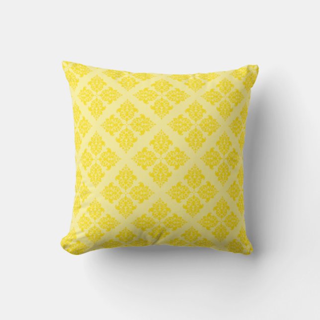 Golden Yellow Moroccan Damask Cushion (Front)