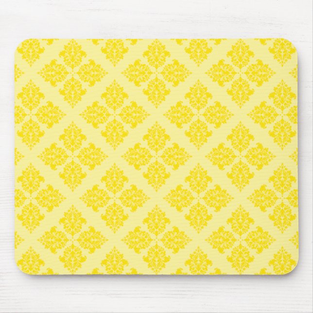 Golden Yellow Moroccan Damask Mouse Mat (Front)