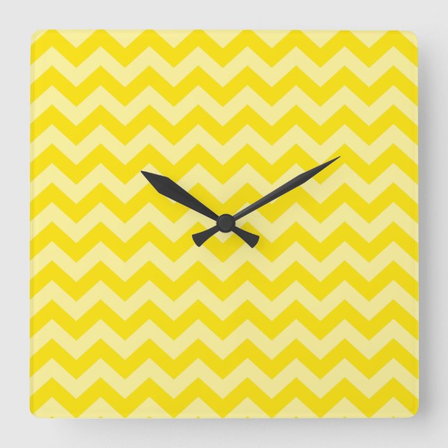 Golden Yellow Moroccan Moods Chevrons Square Wall Clock (Front)