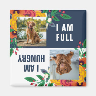 Golden Yellow Navy Blue Boho Floral Dog Fed Magnet