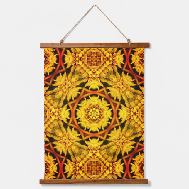 Golden Yellow Orange Abstract Flower Petals Art Hanging Tapestry (Front)