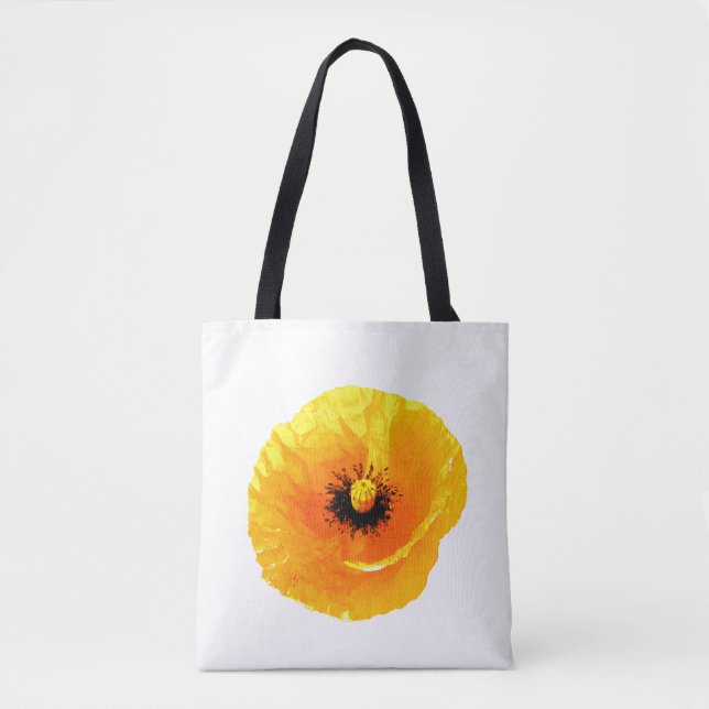 Golden Yellow Orange  Poppy Artsy Floral Weddings Tote Bag (Front)