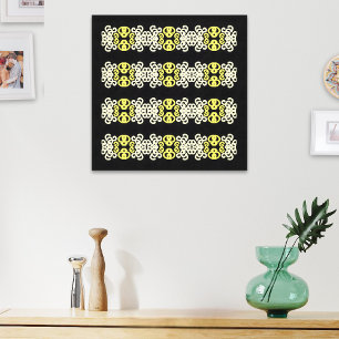 Golden Yellow Ornamental Stripe Seamless Pattern Canvas Print