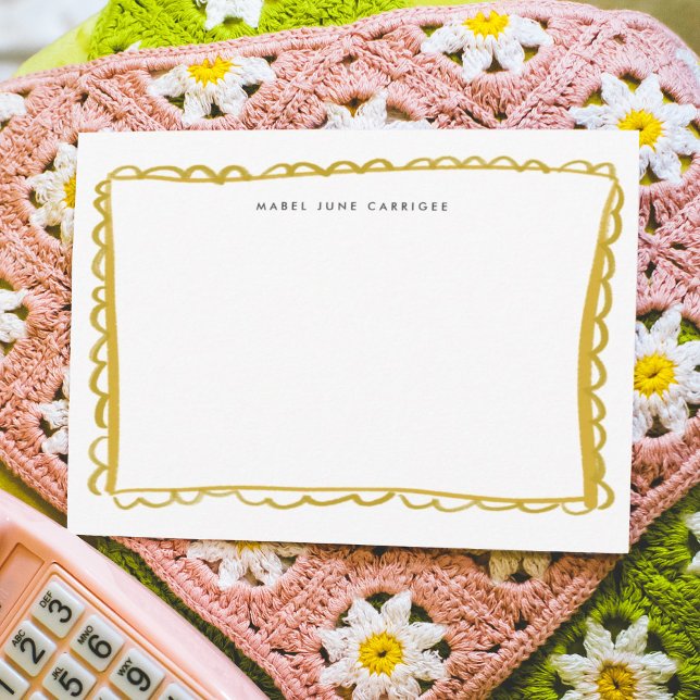 Golden Yellow Painted Scallop Personalised Name Card (Creator Uploaded)