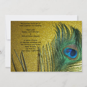Golden Yellow Peacock Wedding Invitation