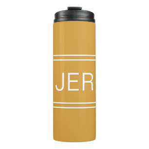 Golden Yellow Personalised Monogram Initials Drink Thermal Tumbler