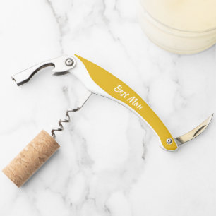 Golden Yellow Personalised Wedding Best Man Corkscrew