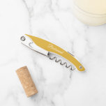 Golden Yellow Personalised Wedding Bridesmaid Corkscrew<br><div class="desc">Trendy,  golden yellow colour wine corkscrew opener for your wedding bridesmaid along with her name on back and printed in white,  stylised script. Personalise corkscrew by replacing name with your bridesmaid name. Available in many,  popular bridesmaid wedding colour schemes.</div>