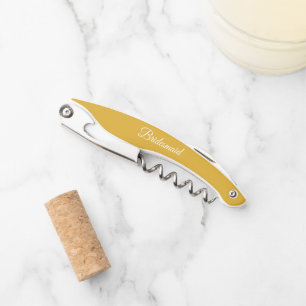 Golden Yellow Personalised Wedding Bridesmaid Corkscrew