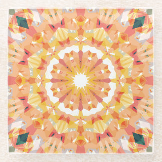 Golden Yellow Pink Green Star Eclectic Decor Glass Coaster