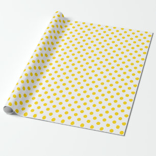 Golden Yellow Polka Dot on White Medium Space Wrapping Paper