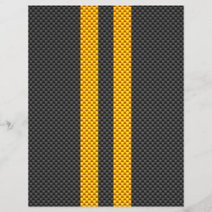 Golden Yellow Racing Stripes Carbon Fibre Style Flyer