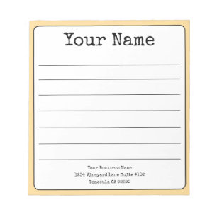 Golden Yellow Retro Add Your Name Lined Notepad