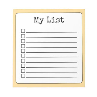 Golden Yellow Retro Custom Checklist Lined Notepad