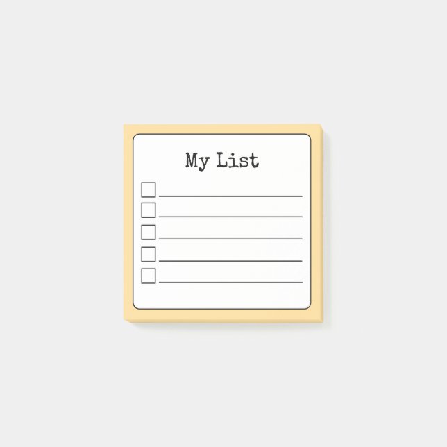 Golden Yellow Retro Lined Checklist Post-it Notes (Front)