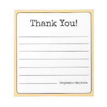 Golden Yellow Retro Thank You Your Name Lined 