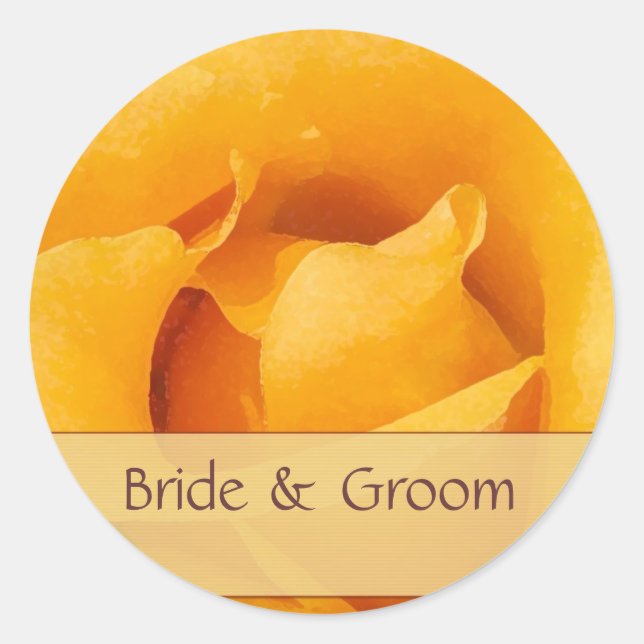 Golden Yellow Rose Bride & Groom Stickers (Front)