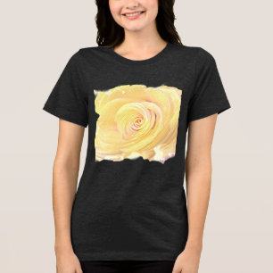 Golden Yellow Rose Charcoal Black T-Shirt Tri-Blend Shirt