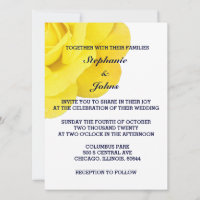 Golden Yellow Rose Dark Navy Blue White Wedding