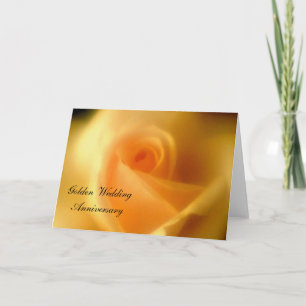 Golden Yellow Rose Golden Wedding Card