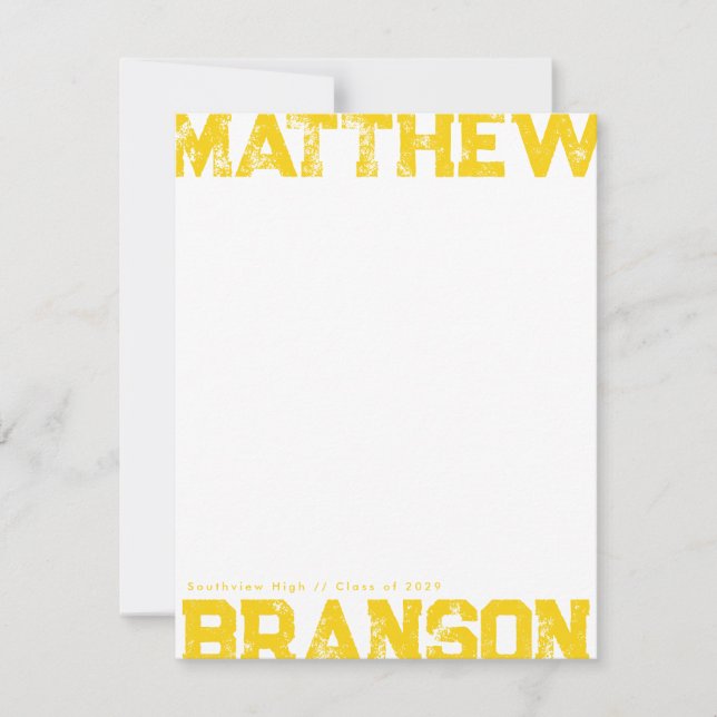 Golden Yellow Rough Lettering Notecard (Front)