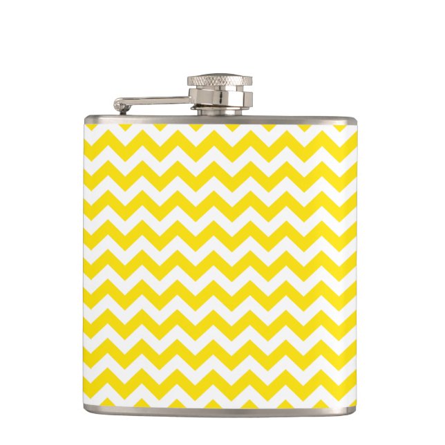 Golden Yellow Safari Chevron Hip Flask (Front)