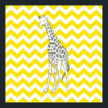Golden Yellow Safari Chevron with Pop Art Giraffe Poster<br><div class="desc">Mod Chevron pattern in Emporio Moffa's Safari Moods color palette,  with pop art giraffe on one side.</div>