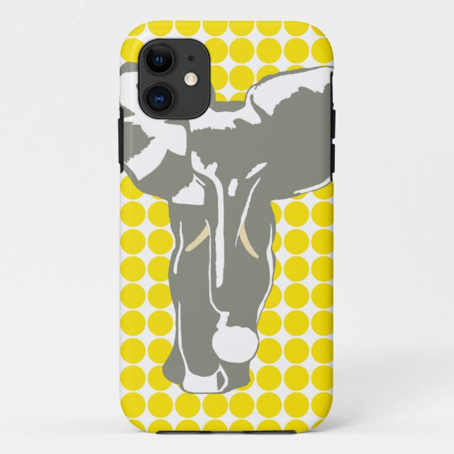Golden Yellow Safari Dot with Pop Art Elephant Case-Mate iPhone Case (Back)