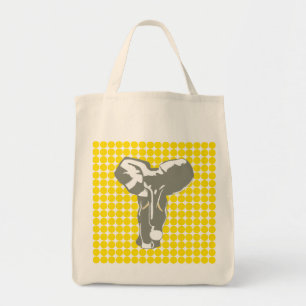 Golden Yellow Safari Dot with Pop Art Elephant Tote Bag