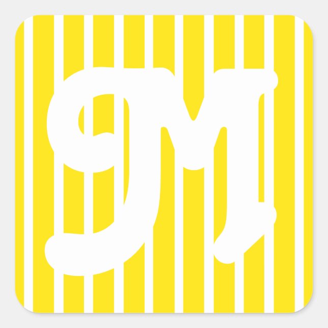 Golden Yellow Safari Stripe Square Sticker (Front)
