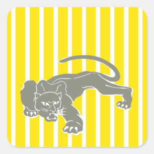 Golden Yellow Safari Stripe with Leopard Square Sticker