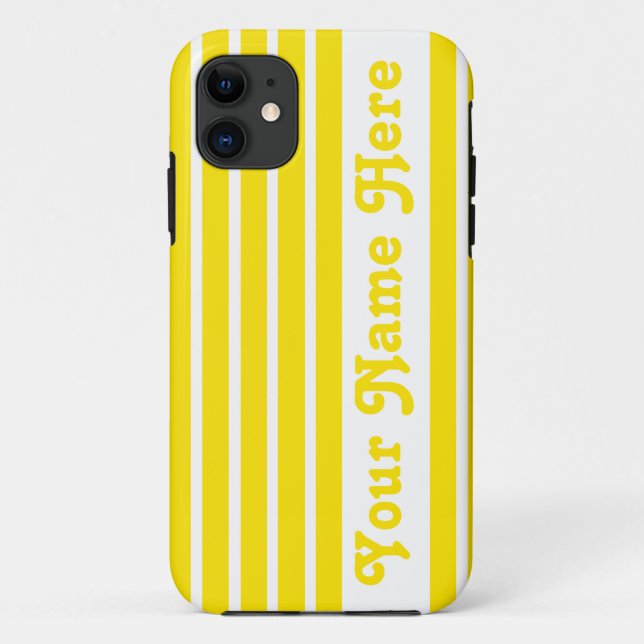 Golden Yellow Safari Stripe with name Case-Mate iPhone Case (Back)