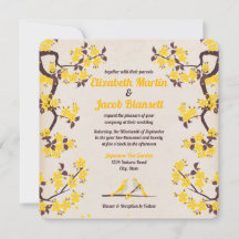 Golden Yellow Sakura and Love Birds Wedding