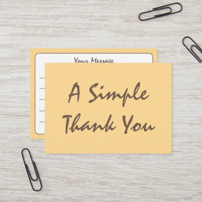 Golden Yellow Simple Script Thank You Business Card (Front/Back In Situ)
