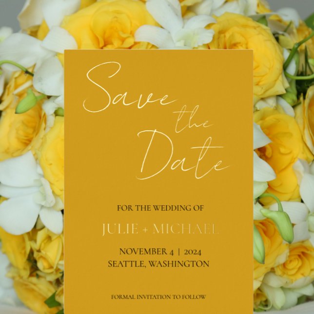 Golden Yellow Simple Style Wedding Save the Date (In Situ Wedding)