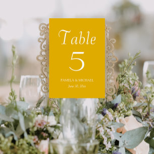 Golden Yellow Simple Style Wedding Table Number