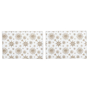 Golden Yellow Snowflakes Pattern Pillowcase