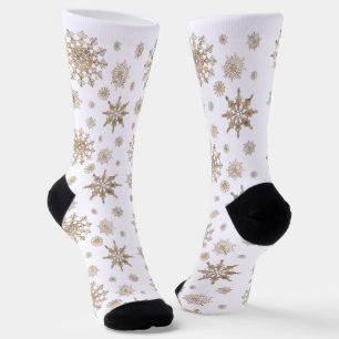 Golden Yellow Snowflakes Pattern Socks