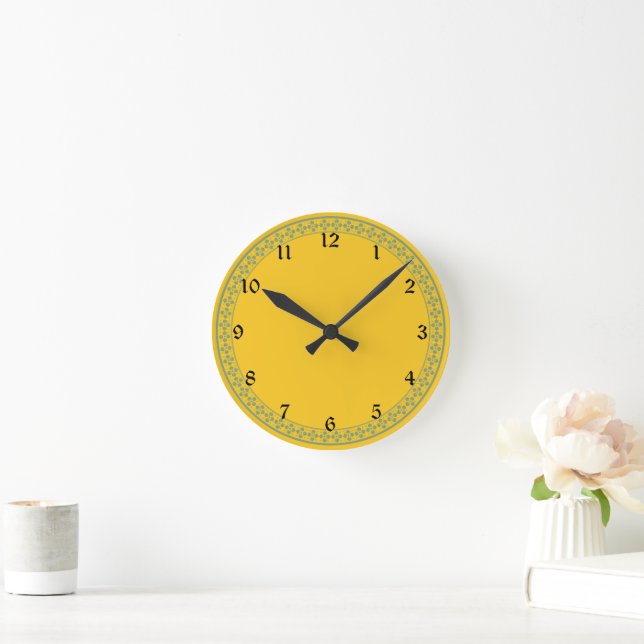 Golden Yellow solid colour Round Clock (Home)